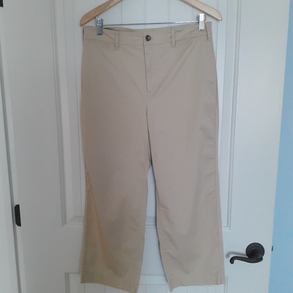 NWT Chico's Wide-Leg Crop Pants Cotton Blend in Natural Sand Size 1/Size 8